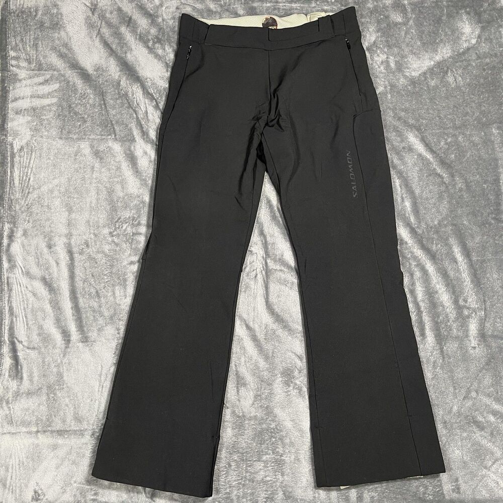 Salomon Snow Pants Mens L Black Softshell Insulated Thermal Ski Winter Stretch
